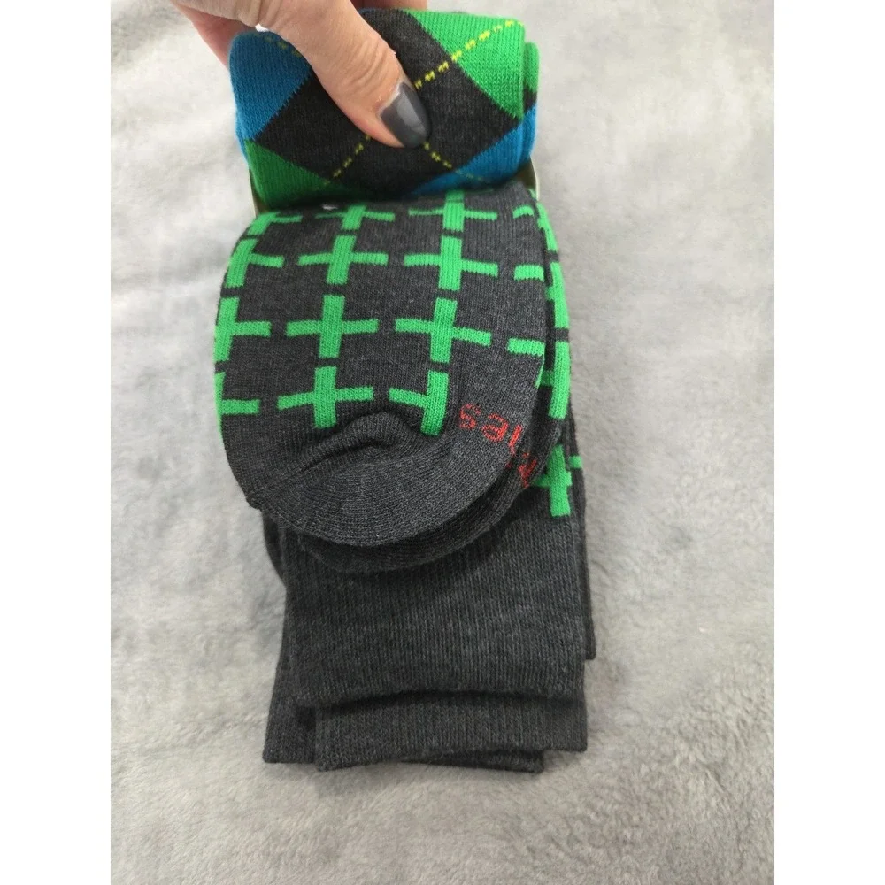 Hanes Premium Men's Dress Crew Sock Shoe Size 6-12 Argyle Stripe Geo‎ 3-Pairs